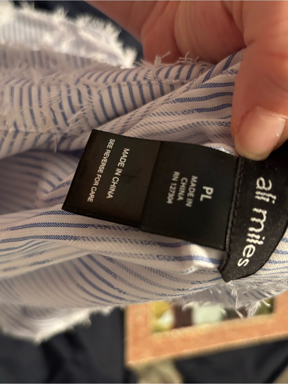 Ali Miles Light Blue Striped Fringe Short-Sleeve Button-Down Shirt - Picture 3 of 3